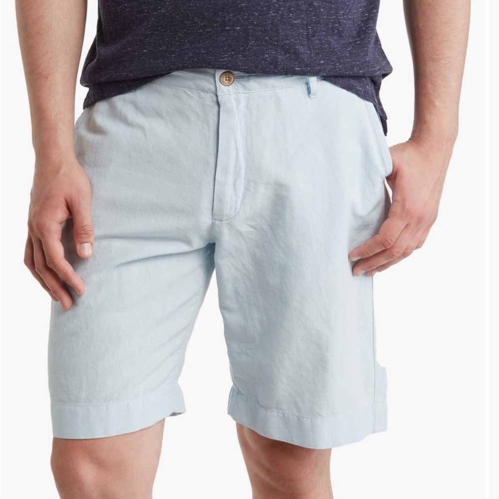 Faherty Men's Malibu Linen & Cotton Chino Shorts Light Blue 40 NEW 1622 - Picture 1 of 6